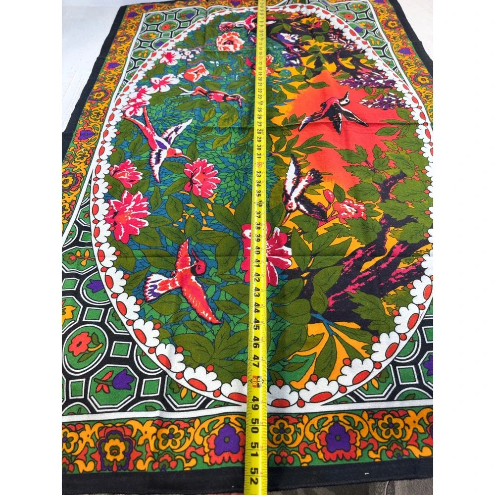 Vintage 1950s VHY Hawaiian Textiles Barkcloth Panel MCM Tropical Birds HA-VA-TI